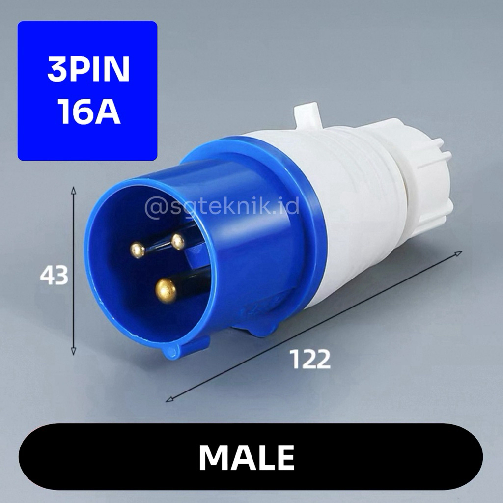 Jual STEKER GENSET INDUSTRI MALE SOCKET PLUG 3PIN 16A | Shopee Indonesia