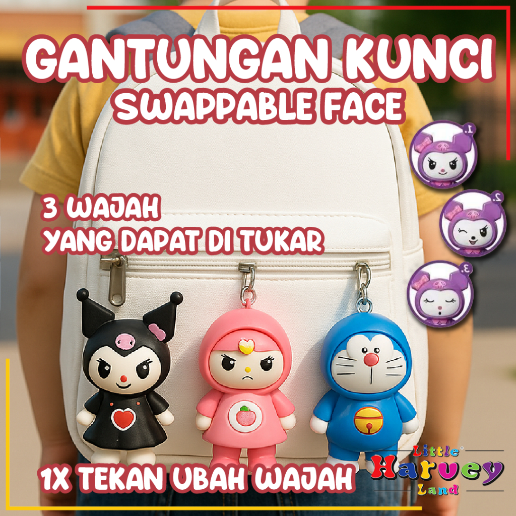 Mainan Gantungan Kunci Boneka Berubah Wajah Face Swap Liontin Tas Ransel Gantungan Handphone Botol Minum Pop It Puzzle Kartun Lucu Nailong Dino Kuromi Labubu Hadiah Sovenir Edukasi Anak Sekolah