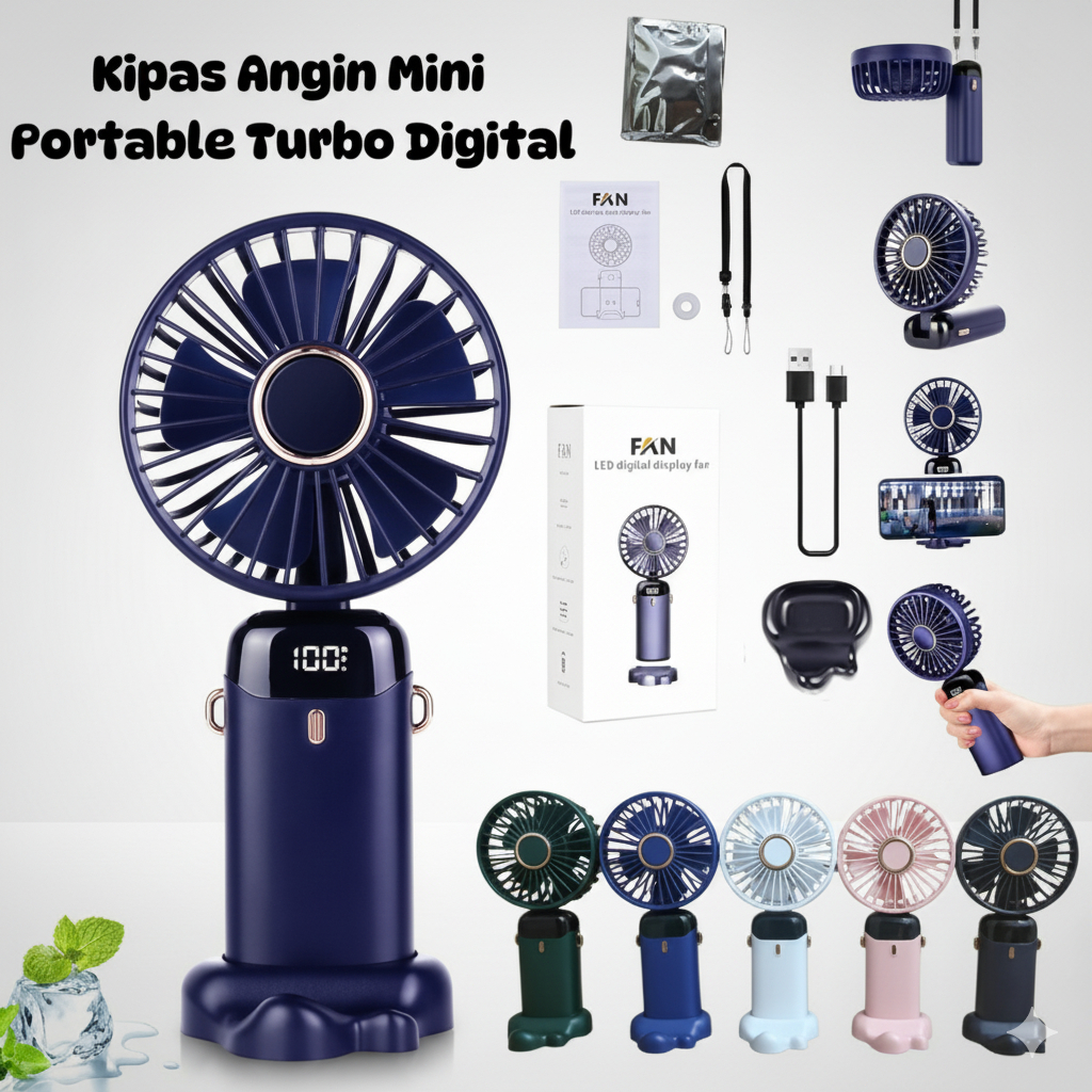 Jual NEW Kipas Angin Mini Portable Turbo Digital / Kipas Angin Lipat ...