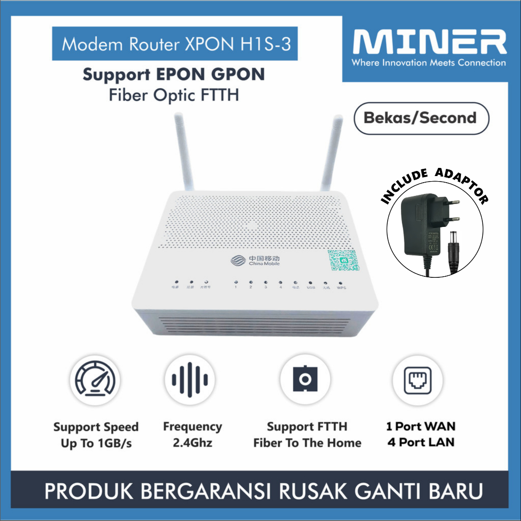Jual MINER Router Modem XPON H1S-3 Support Epon Gpon ONT ONU Fiber ...