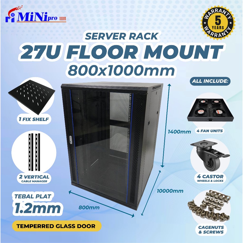Jual Minipro Rack Server 27U 800x1000mm Floor Mount Rack | Shopee Indonesia