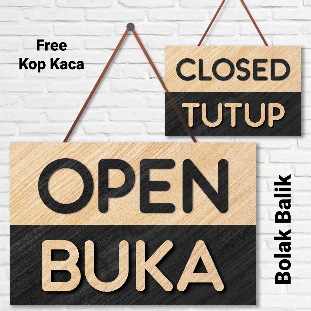 Jual Open Closed sign board besar bahan papan mdf ukuran 30cm x 20 cm ...