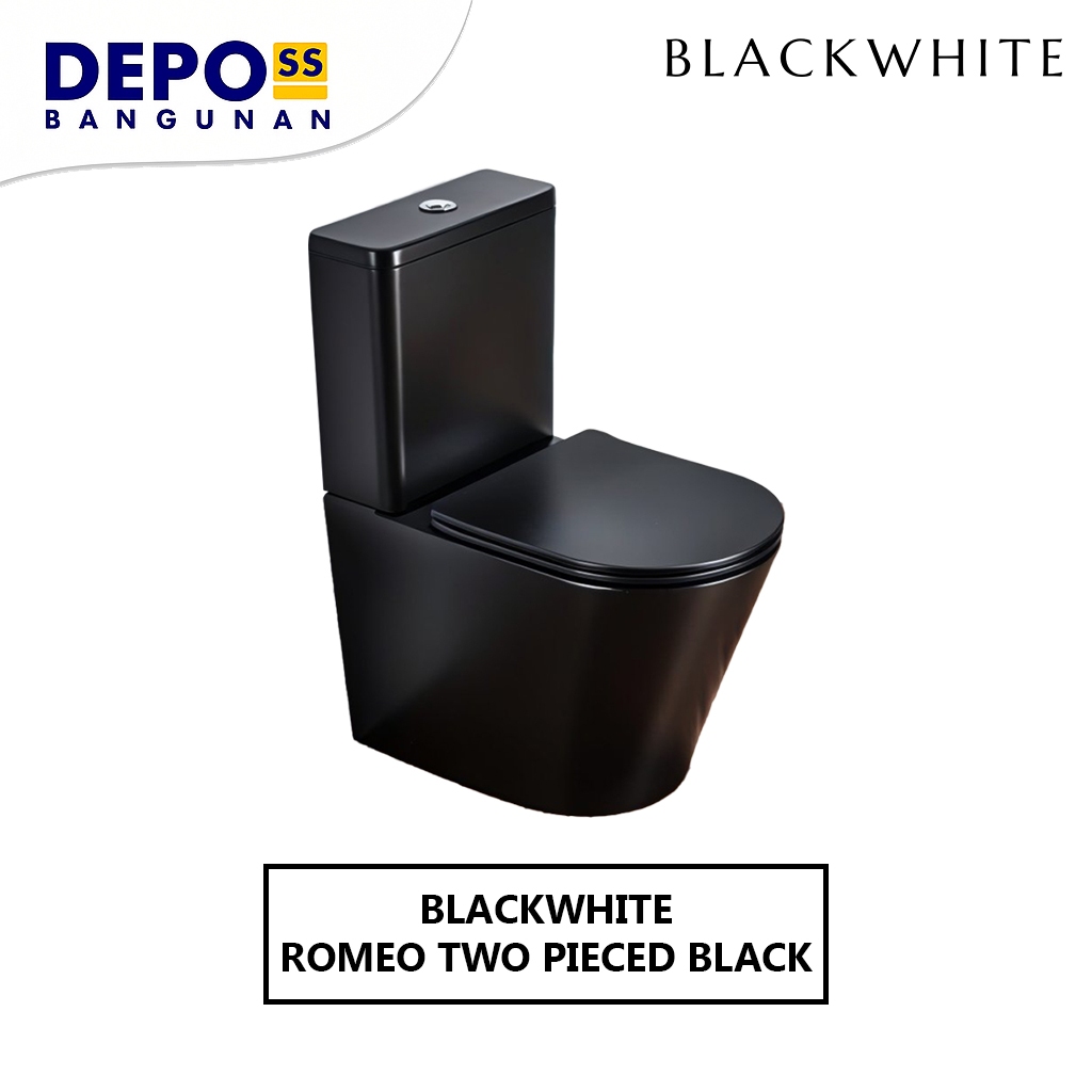 Jual Kloset Closet Toilet WC Duduk Romeo Rimless Two Piece Black Dual ...