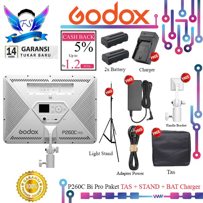 Jual Lampu Led Godox P260c PRO, P 260C Pro Bi-Color Light Panel Godox ...