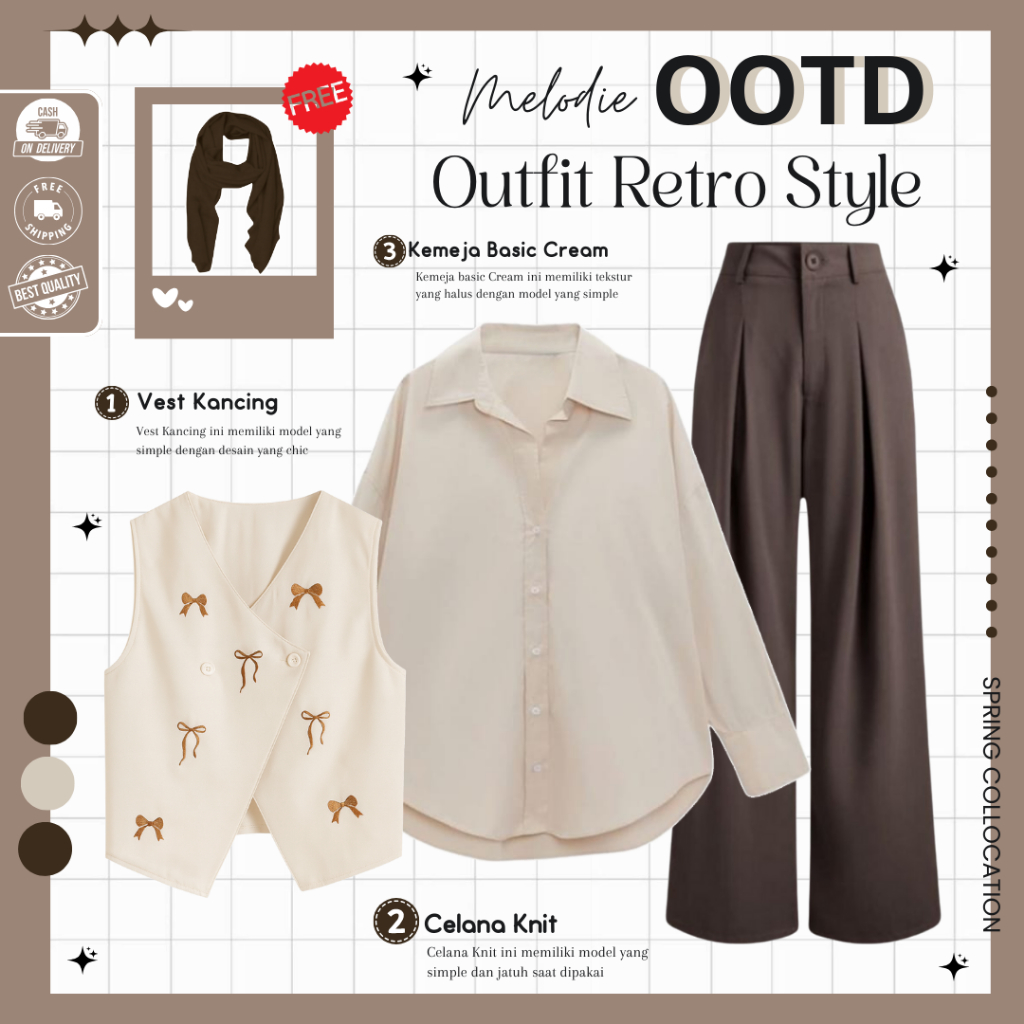Jual Laluna One Set Korean Style ( Vest + Kemeja + Celana + Rok ) One ...