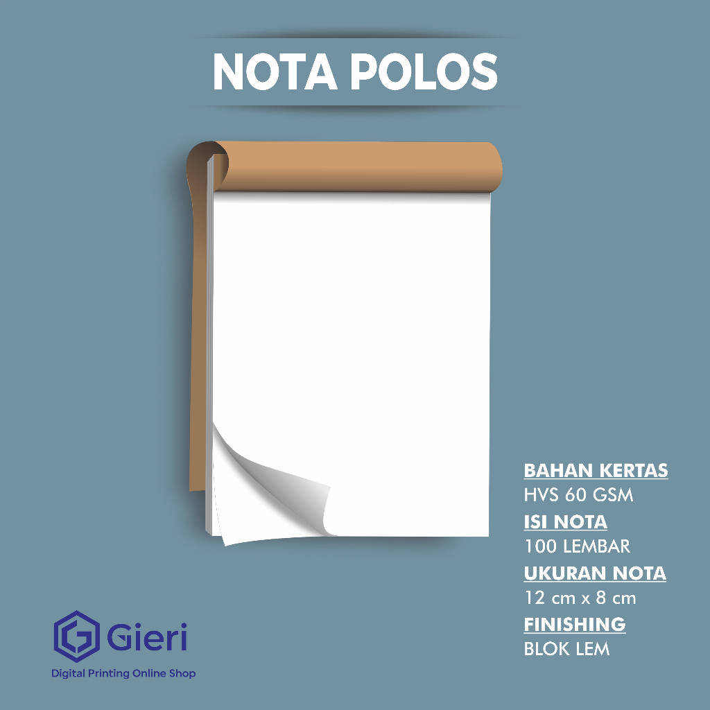 Jual Nota Polos / Nota Polos Ukuran 12 x 8 / Nota Polos Isi 100 lembar ...