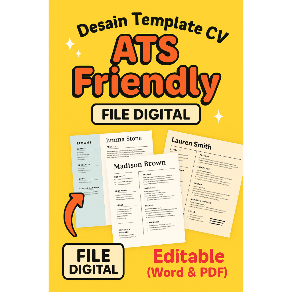 Jual Desain Template CV ATS Friendly – File Digital Editable (Word ...