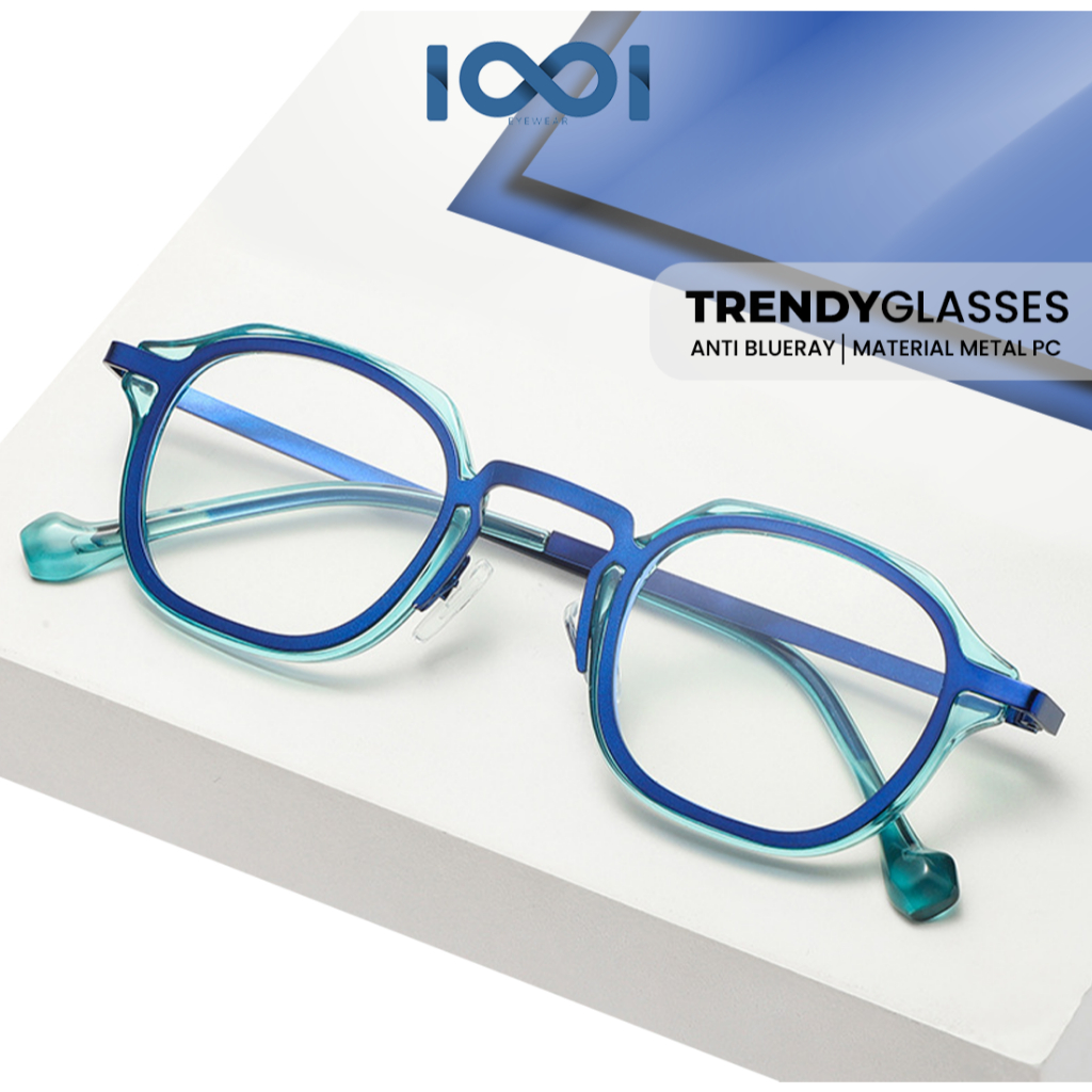 IOOI Kacamata Bulat Classy Fashion Pria Wanita Frame Mini Metal PC Bisa Minus Photocormic Anti Radiasi 5158