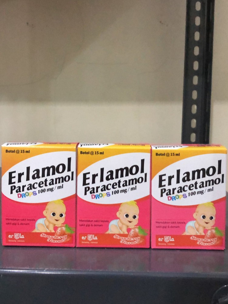Jual ERLAMOL PARACETAMOL DROPS 100MG/ML SYR 15 ML | Shopee Indonesia