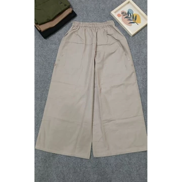 Anoya Celana Kulot Korean Style Bawahan Wanita Dewasa Basic Bahan Linen Rami