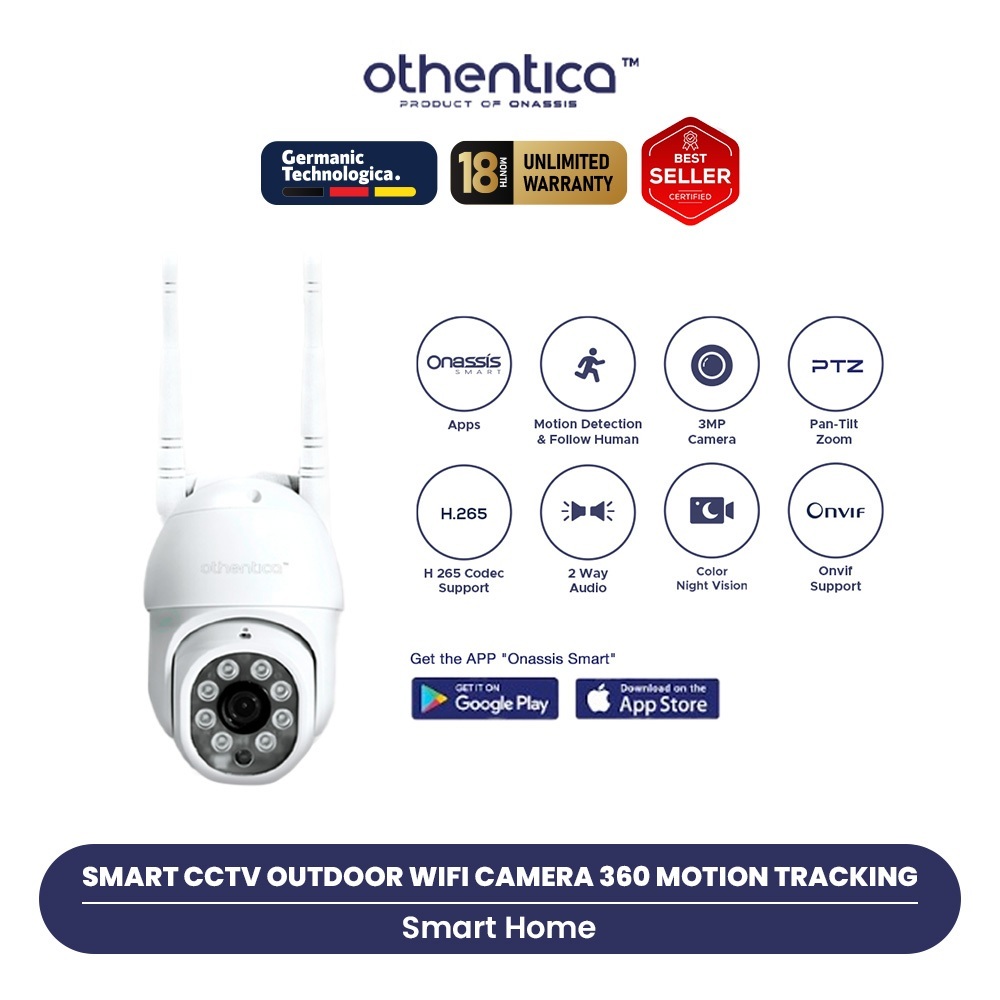 Othentica Smart CCTV Outdoor Wifi Camera 360 Motion Tracking