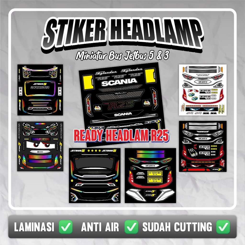 Jual STIKER HEADLAMP MINIATUR BUS/AKSESORIS MINIATUR BUS JB3 JB5 R25 ...