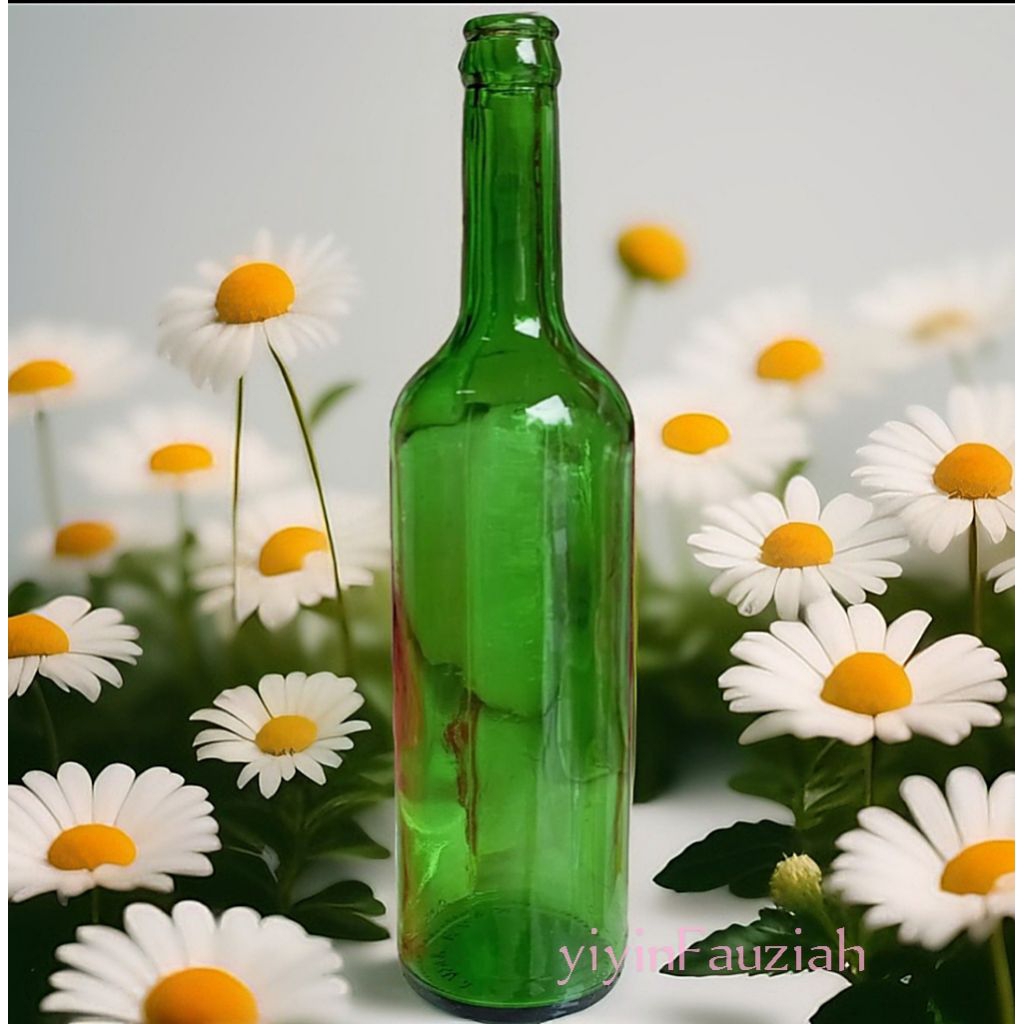 Jual Botol kaca warna hijau botol polos ukuran 600ml tanpa tutup ...