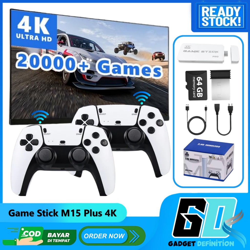 Jual Game Stick M15 Plus Gamepad 2 Player Game Stick 4K Console ...