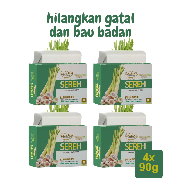 Lemongrass Bath Bar Soap 4 x 90g Fresh Deodorizing Body Cleansing Bar