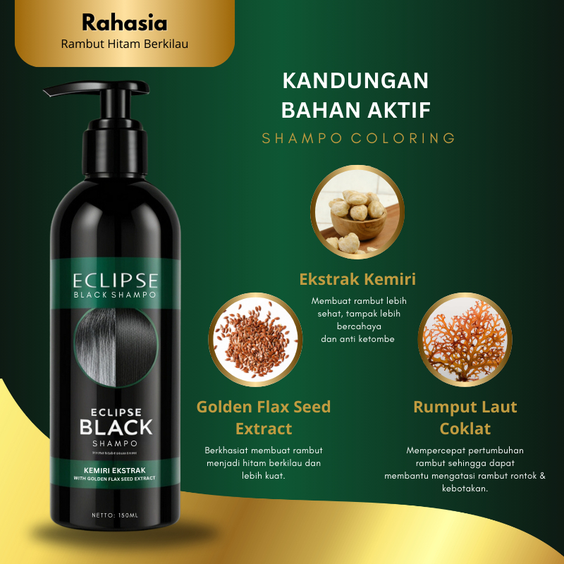 Jual Eclipse Black Shampoo Herbal Menghitamkan Rambut Shampoo terbuat ...