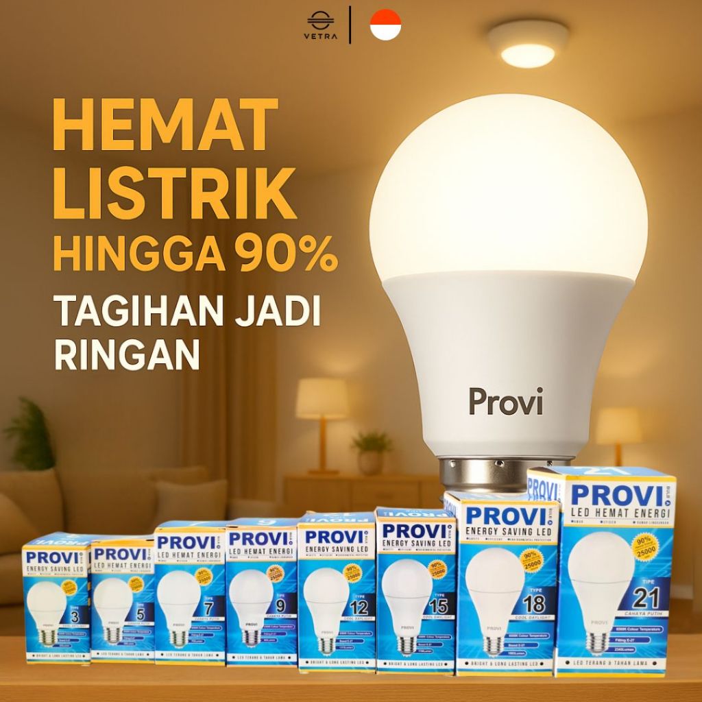 Jual Vetra - Lampu LED PROVI Bulb A Bohlam Hemat Energi Tipe 21/18/15 ...