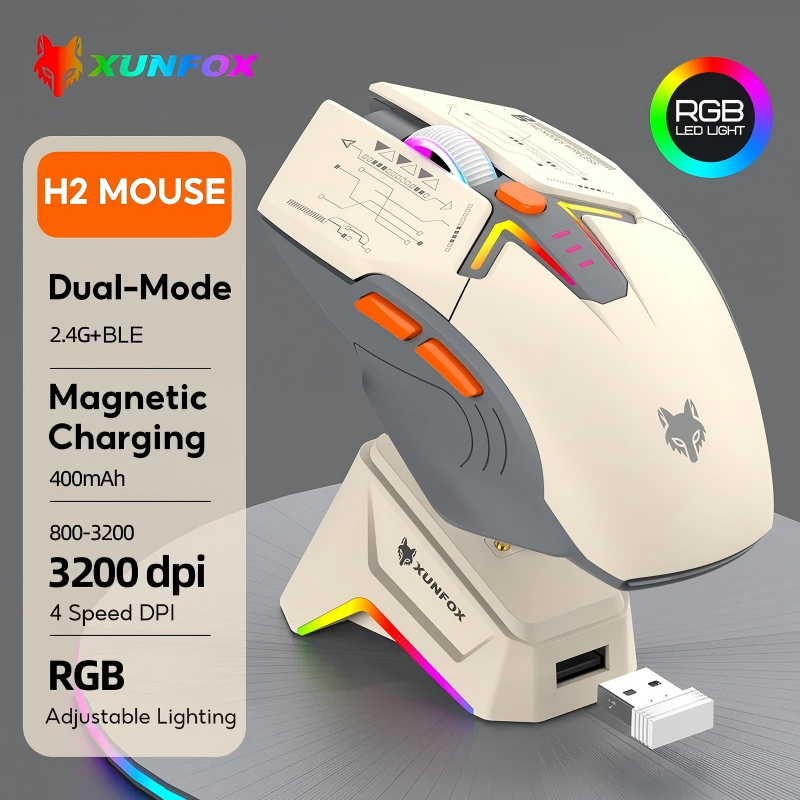 Jual 【Wireless Charging+RGB】XunFox H2 Mouse Gaming 3200 DPI Ergonomic ...