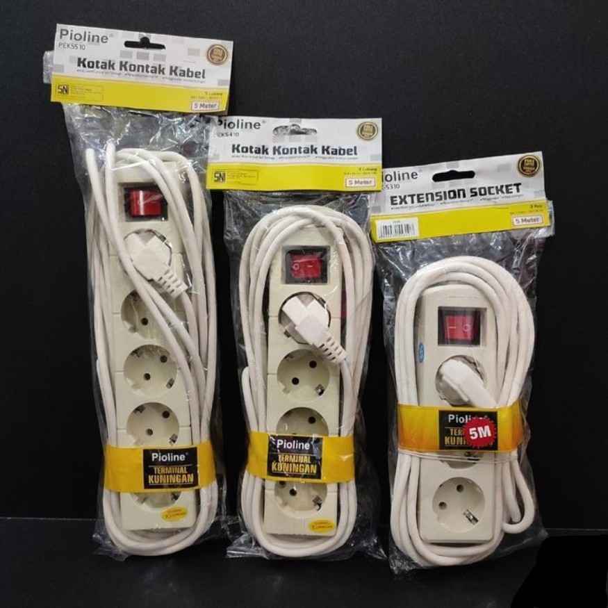 Jual PIOLINE Socket Kabel 3 Meter Terminal Stop Kontak Varian 3 Lubang ...