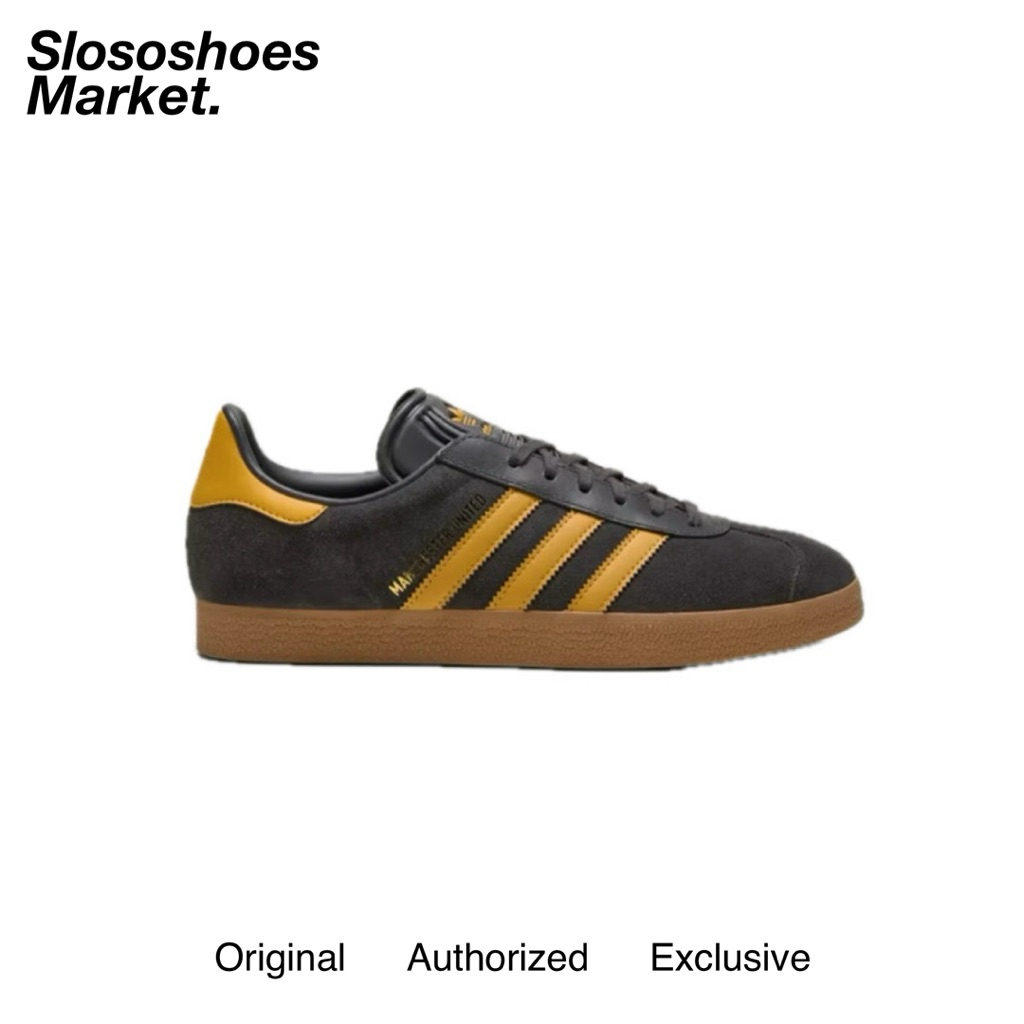 adidas gazelle silver green womens adidas Originals Gazelle x Manchester United - Utility Black/Preloved  Yellow/Gum 4 main image 1