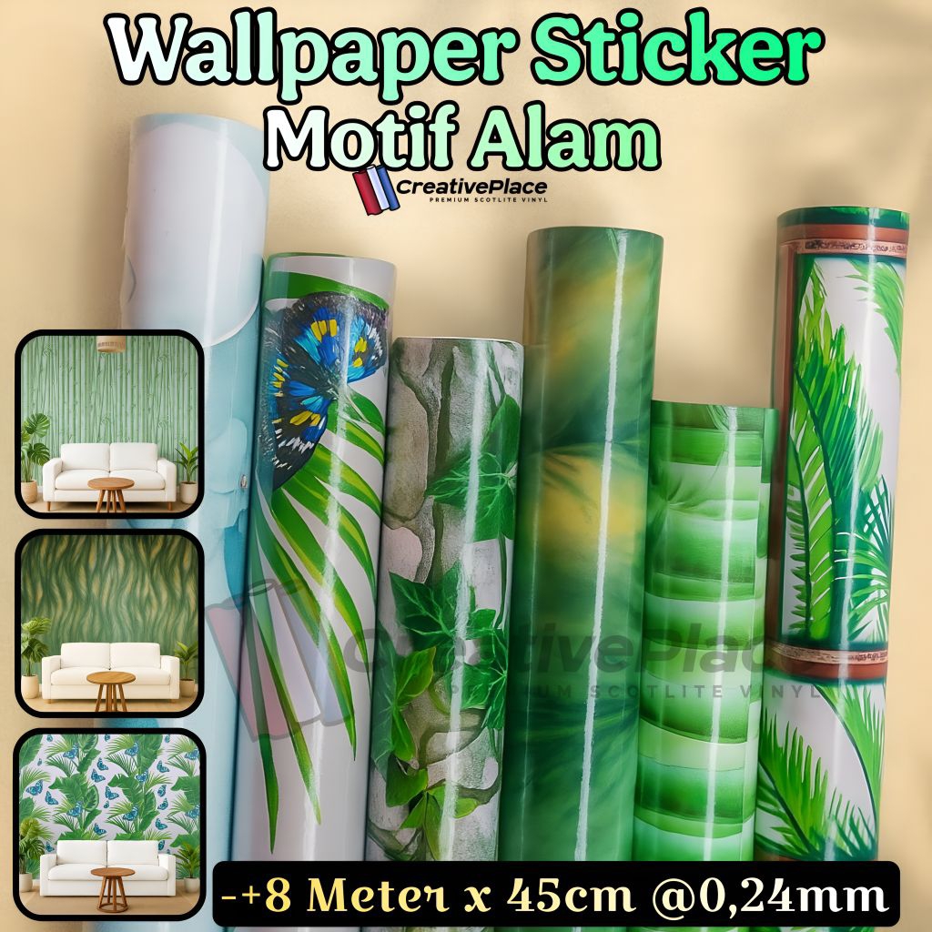 Jual Wallpaper Sticker Dinding Motif Alam Ukuran -+8 Meter Untuk Kamar ...