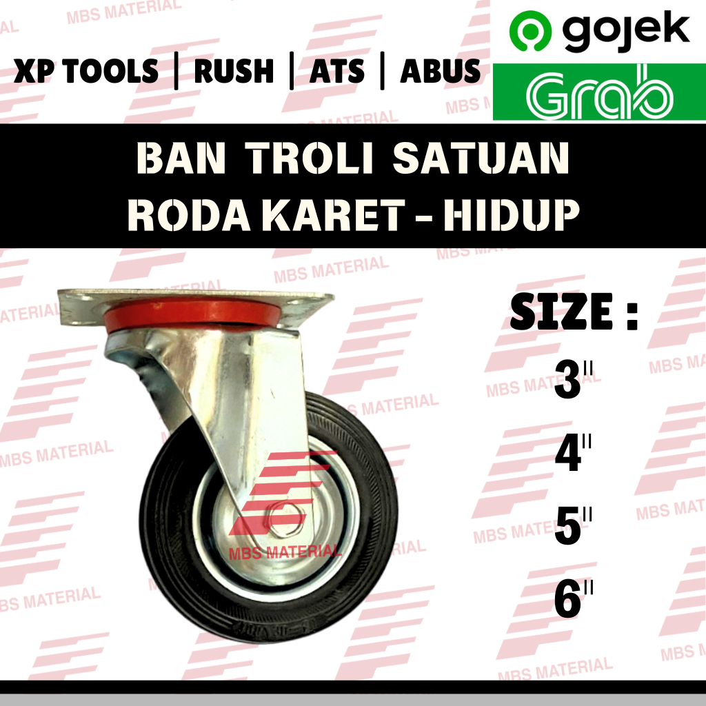 Jual INSTANT & SAME DAY | Roda Troli / Roda Trolley Ban Karet Satuan 1 ...