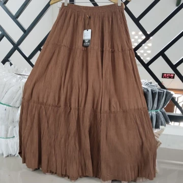 Rok Plisket Susun Maiza Skirt Ruffle Wanita Anti Nerawang Korean Style Bahan Knite Evano Premium