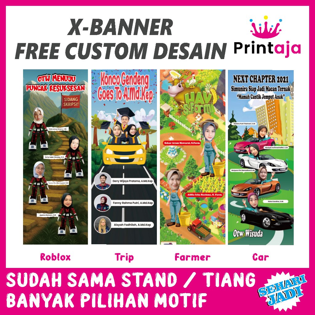 Jual (FREE DESAIN) XBANNER + TIANG | WISUDA | WEDDING | UMKM | BIRTHDAY ...