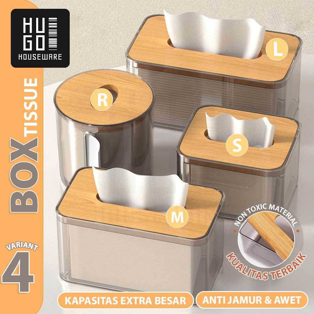 Jual Hugo Houseware Kotak Tisu Tempat Penyimpanan Tisu Transparan Tutup ...