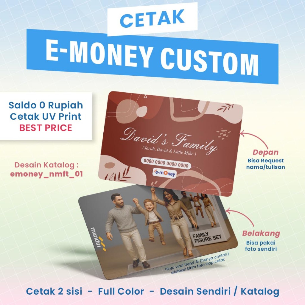 Jual Emoney custom 2 sisi / E-Money Desain Aesthetic Bisa Custom Nama ...