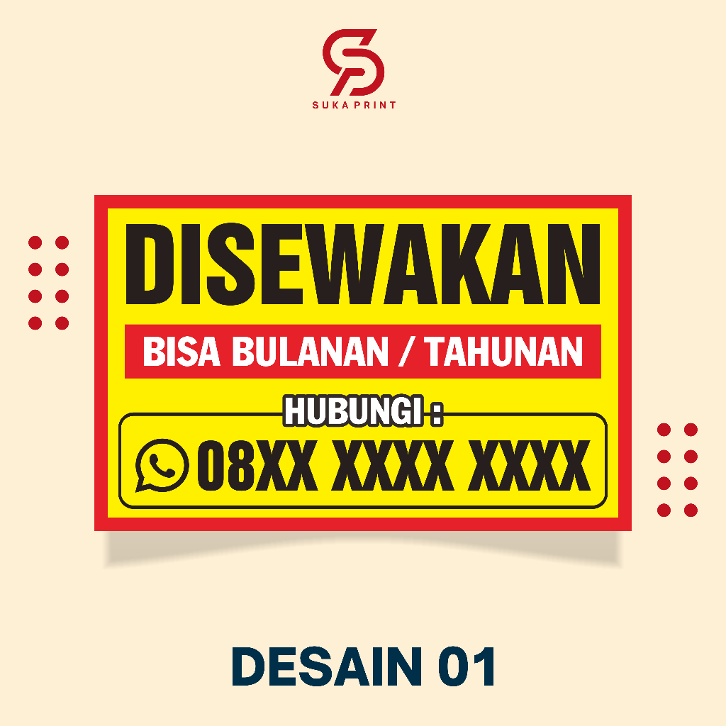 Jual SUKA PRINT - Cetak Spanduk / Banner Ruko Disewakan / Tanah ...