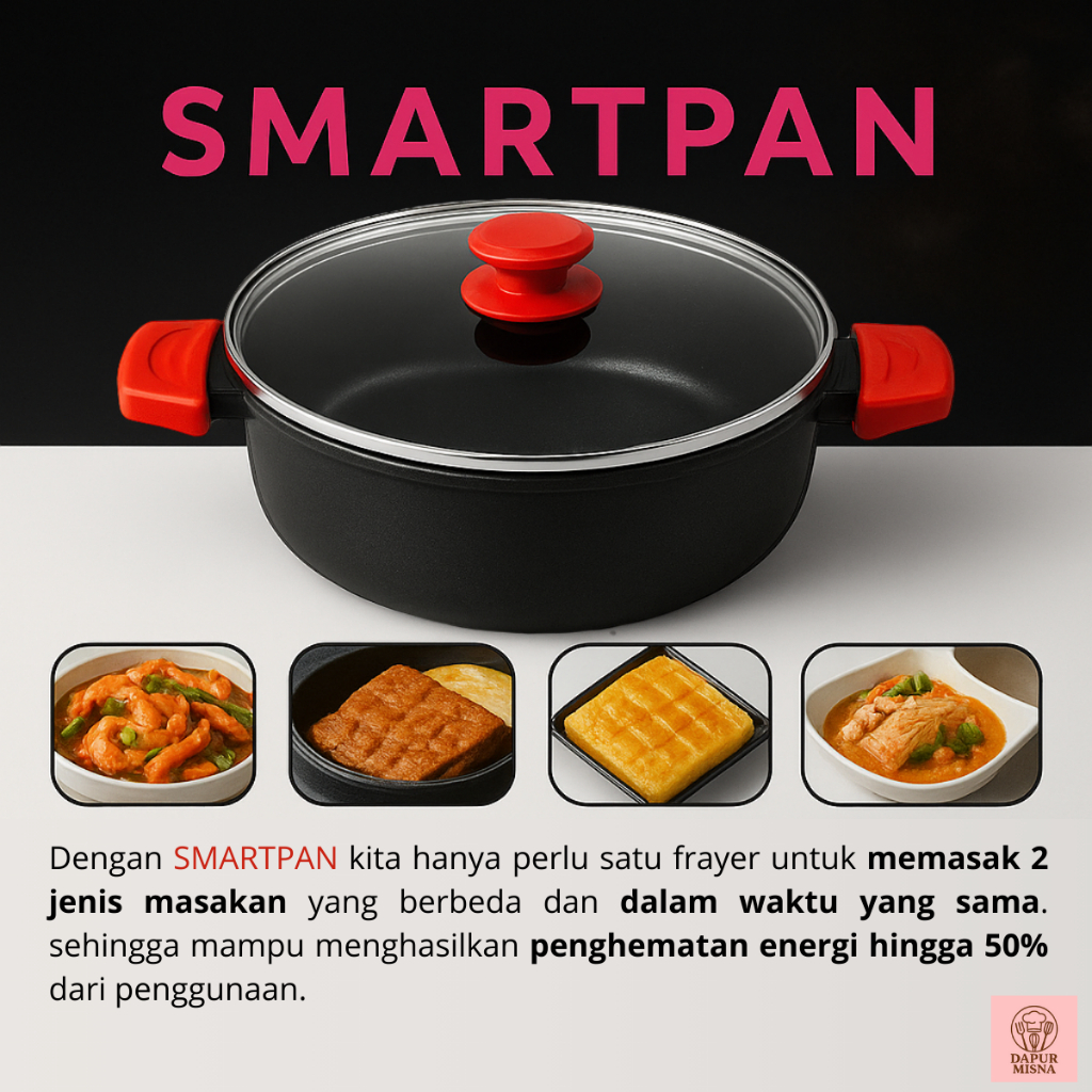 Jual PANCI MULTIFUNGSI ANTI LENGKET SMARTPAN , Wajan Sekat 2 Sisi Yin ...
