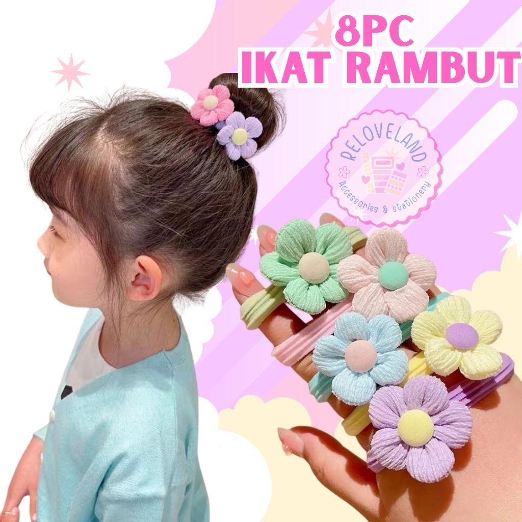 Jual isi 8pc ikat rambut bunga lucu | ikat rambut estetik | ikat rambut ...