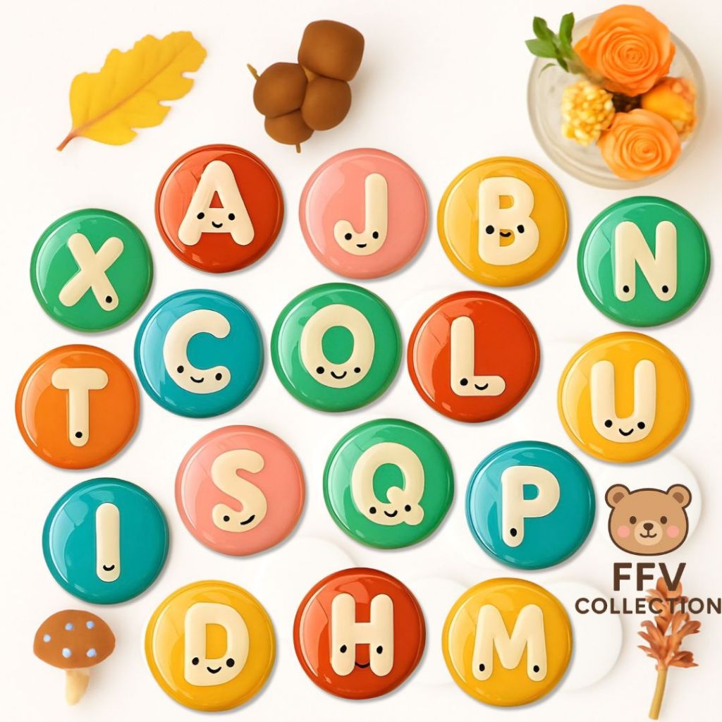 Jual Pin Bros Button Alfabet Lucu dan Menggemaskan - Ukuran 25mm, 32mm ...