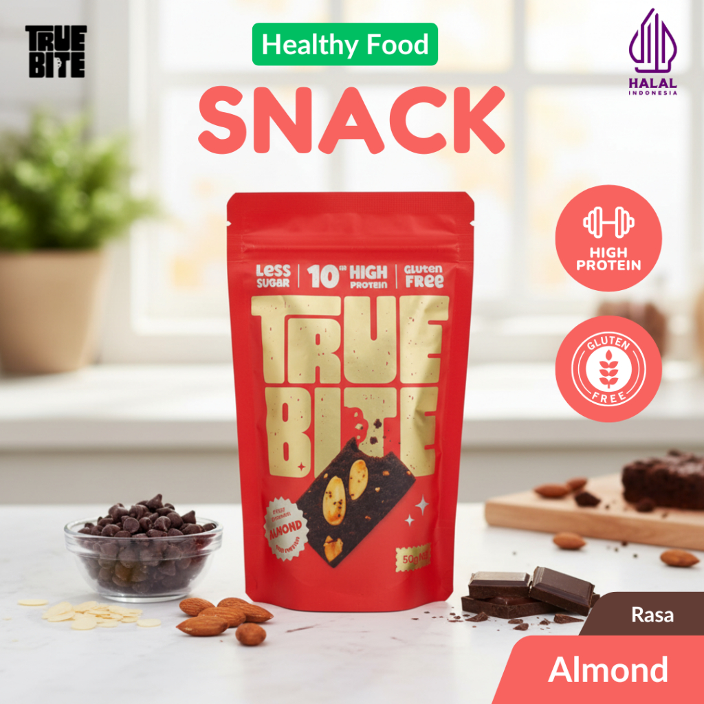 Jual True Bite Almond Crispy Brownies High Protein Snack Sehat Gluten ...