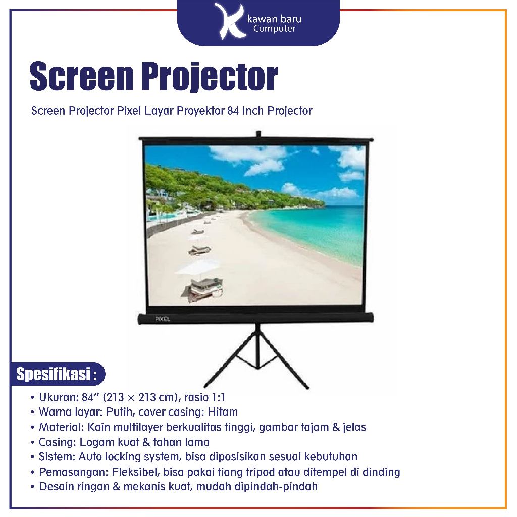 Jual Screen Projector Pixel Layar Proyektor 84 Inch Projector | Shopee ...