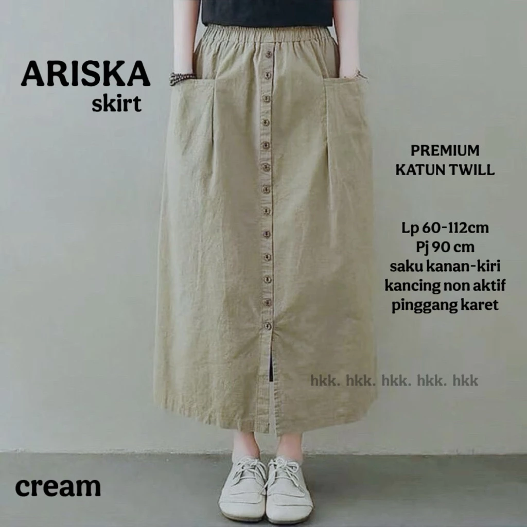 Ariska Skirt Wanita Katun Twill Premium Polos