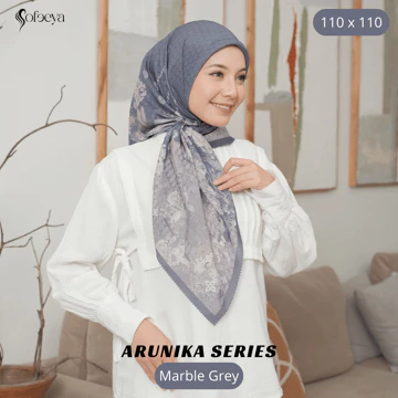 SOFEEYA - ARUNIKA SERIES Kerudung Segi Empat Motif Voal Ultrafine, Hijab Printing 110 x 110
