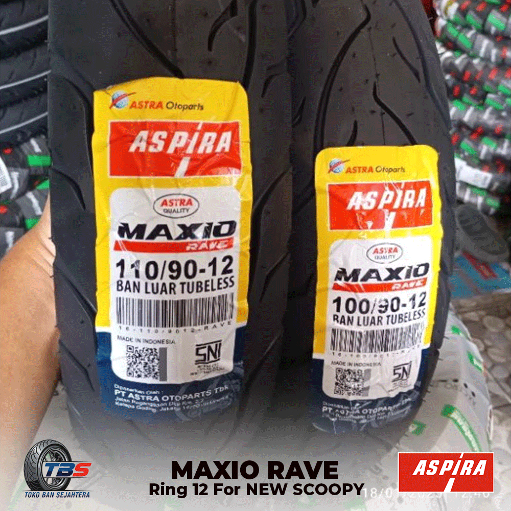 Jual Paket / Satuan Ban Motor Ring 12 100/90 110/90 Aspira Maxio Rave ...