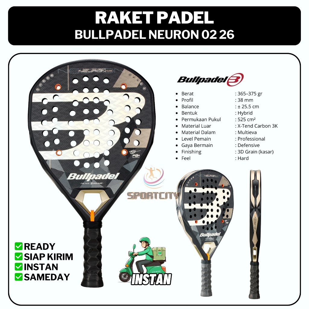 Jual BULLPADEL NEURON 02 26 Racket Bull Padel Raket Original | Shopee ...