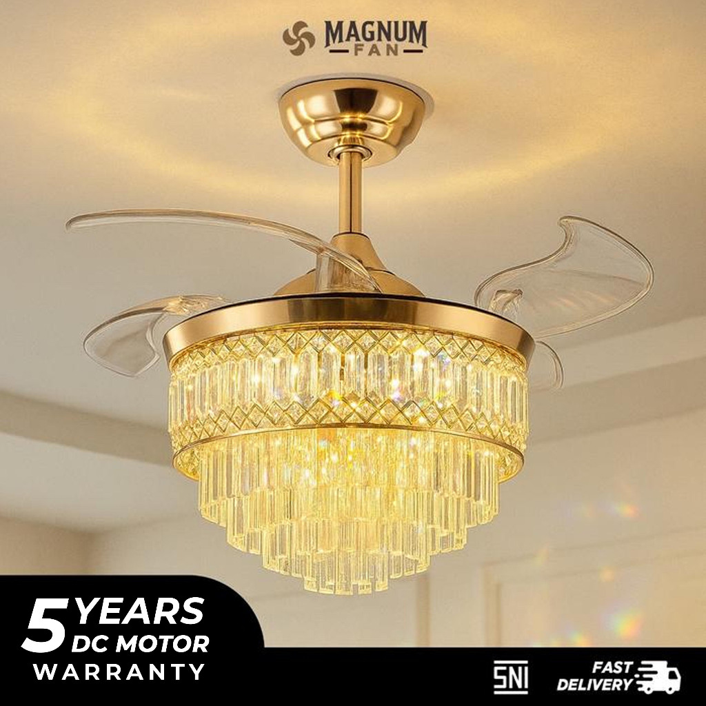 Jual Magnum Fan - Kipas Angin Plafon Lampu Kristal Modern Chandelier ...