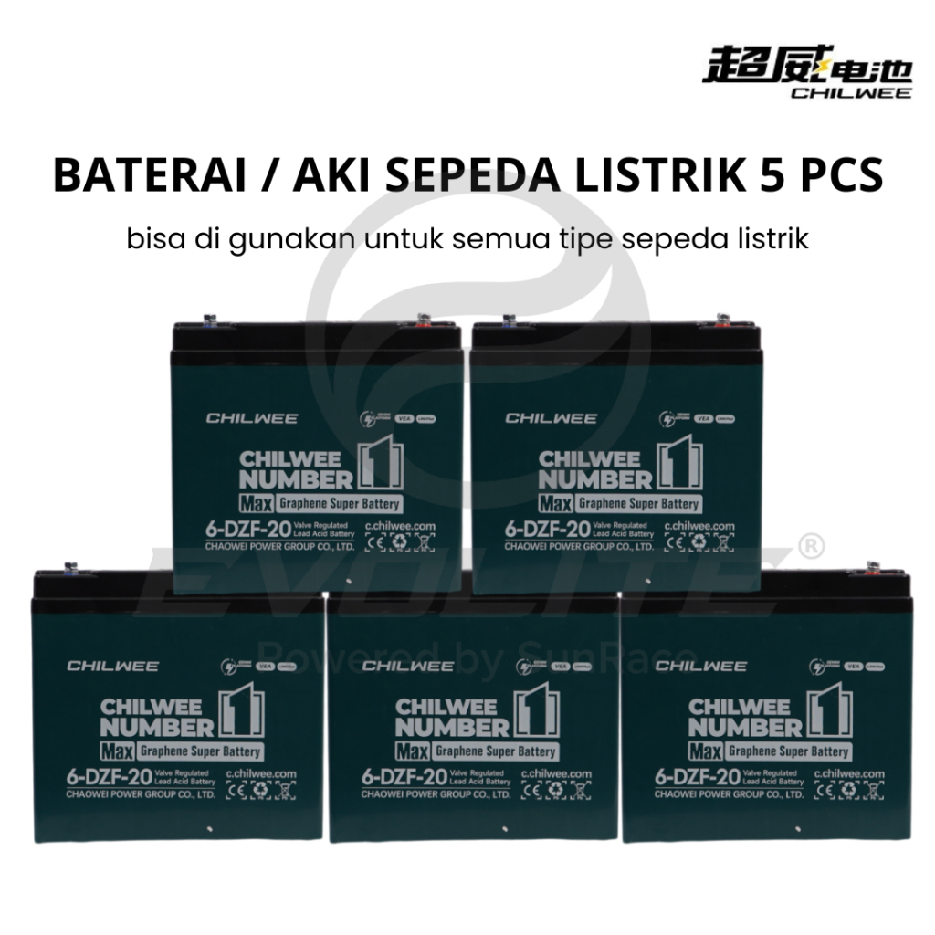 Baterai / Aki Premium Chilwee Graphene 60V 20Ah – Chilwee Graphene (Isi 5 Pcs) Untuk Sepeda Listrik & Motor Listrik