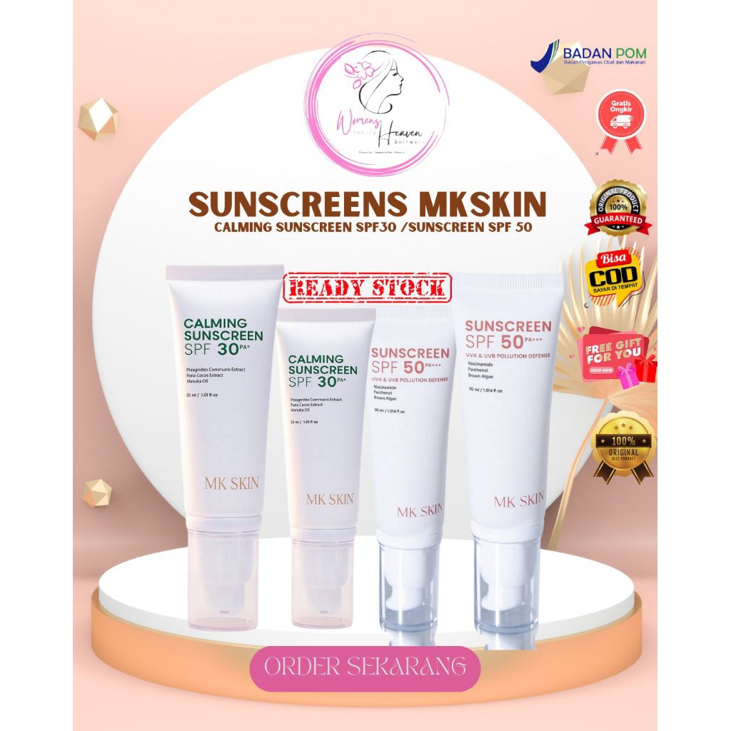 Jual SUNSCREENS MKSKIN/ CALMING SUNSCREEN SPF 30 PA++/ SUNSCREEN SPF 50 ...