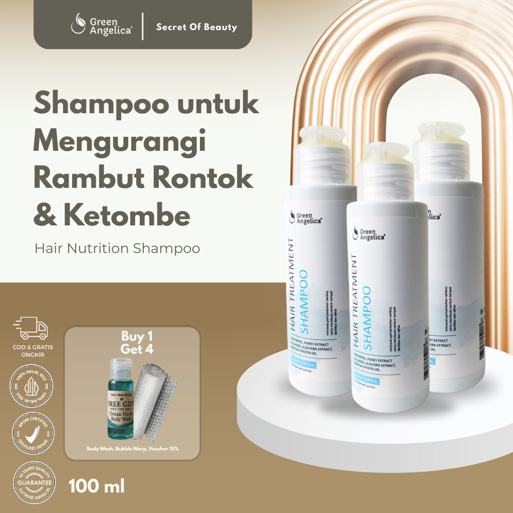 Shampo Anti Rontok Penyubur Rambut Botak Herbal Alami Hair Nutrition Teruji BPOM Green Angelica