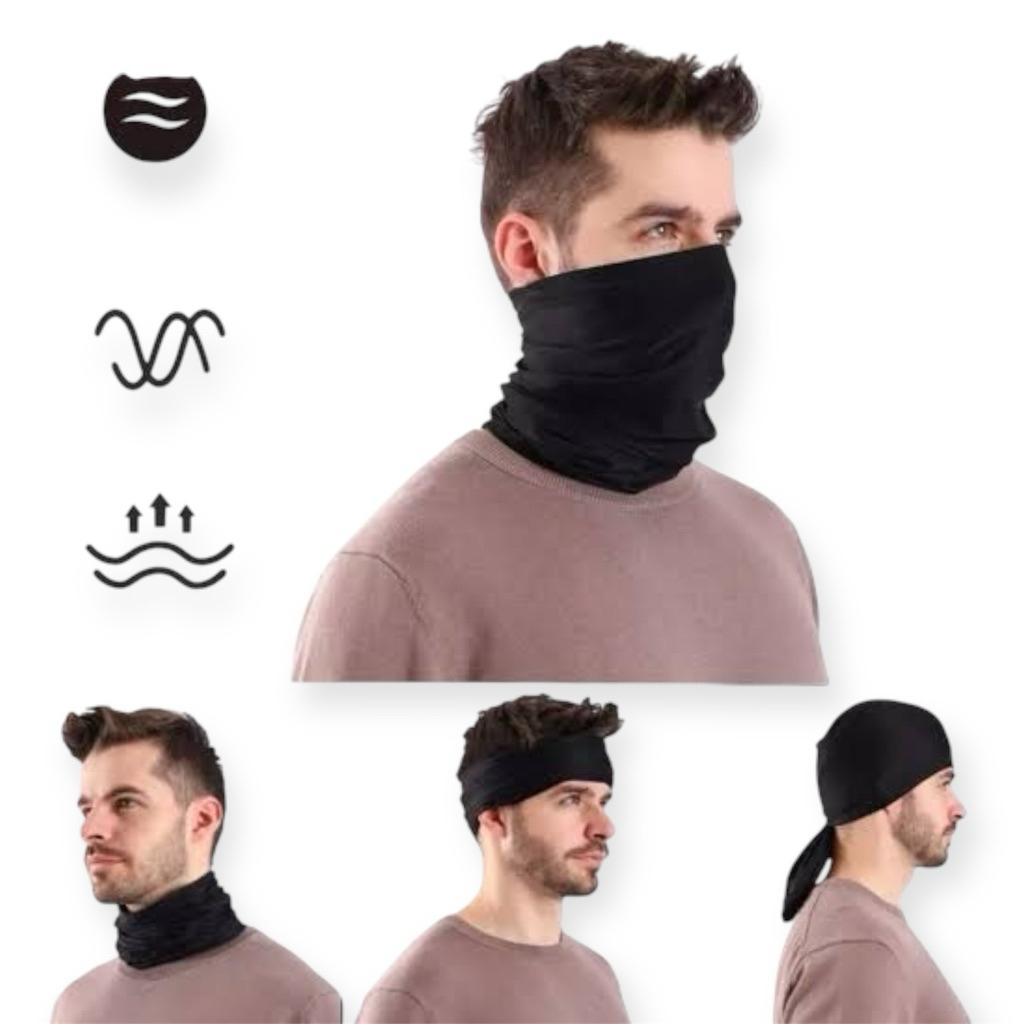 Jual buff masker/buff motor hitam polos 6pcs | Shopee Indonesia