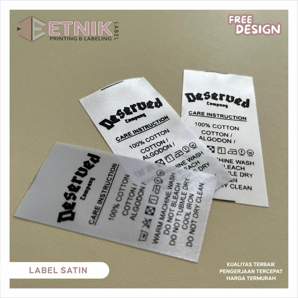 Jual LABEL SATIN PUTIH MOQ 500 pcs,label satin,wash lanel,label washing ...