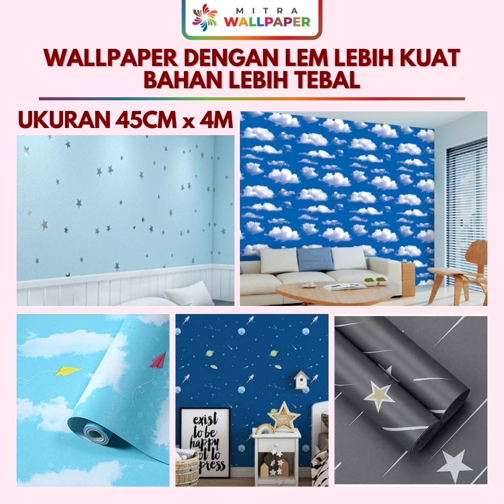 Jual COD [Bayar Di Tempat] Wallpaper Motif Langit Biru Awan Putih ...