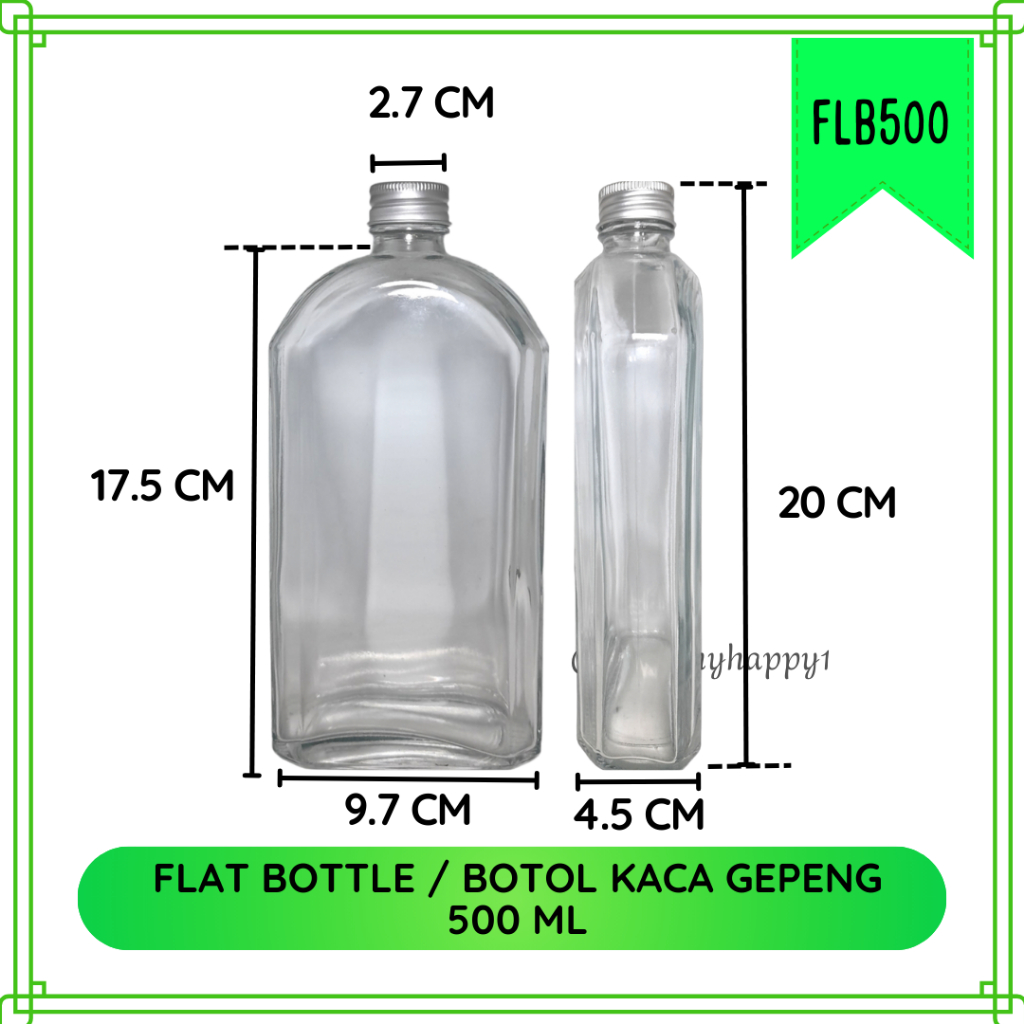 Jual FLB0001 - Flat Bottle / Botol Kaca Gepeng - Ukuran 100ml, 250ml ...