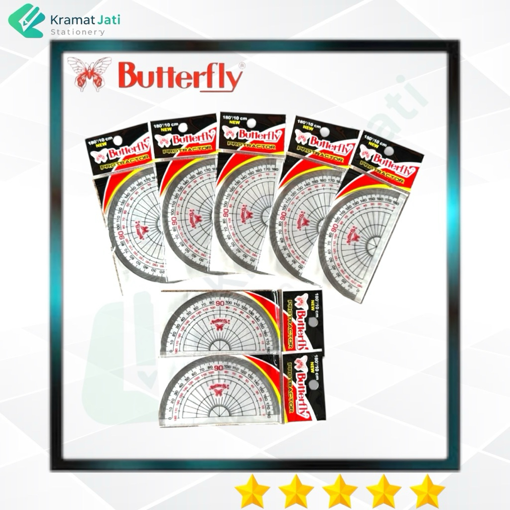 Jual BUTTERFLY Glass Protractor/Penggaris Busur 180° [1 Lusin] | Shopee ...