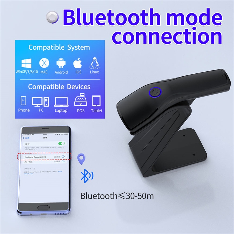 Jual [ FREE STAND ] Barcode Scanner 1D/2D Autoscan Support Wireless ...